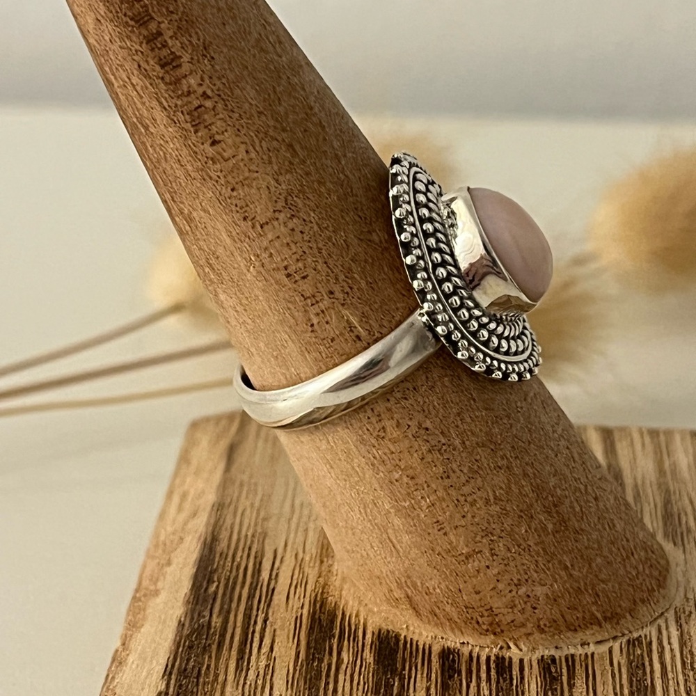 New 925 Solid Sterling Silver Pink Opal Gemstone … - image 2